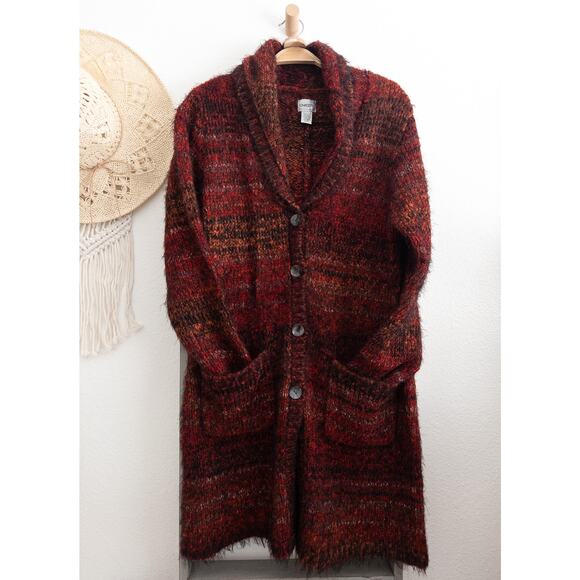 Chico's Wool Blend Longline Sweater Cardigan Size 2 Vintage - Picture 1 of 11